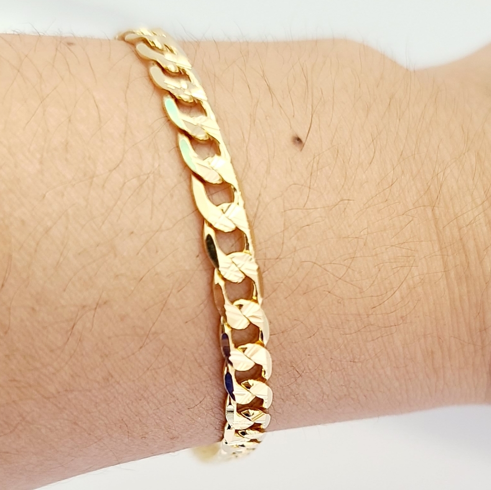 18K GF diamond cut cuban men's bracelet. New - Picture 2 of 8